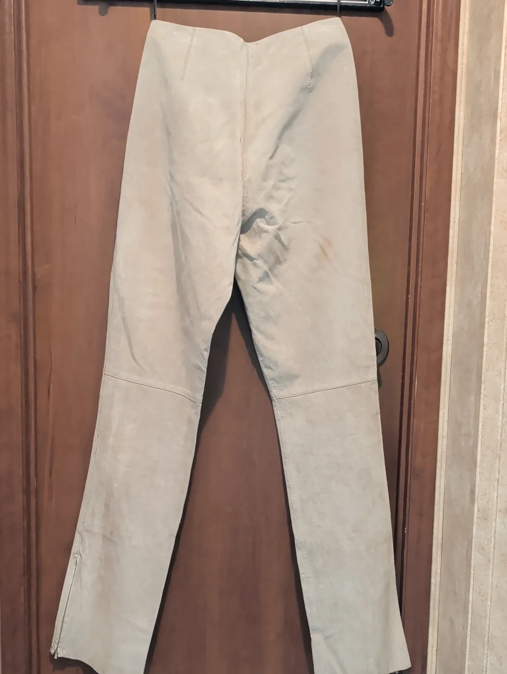 bebe Light Beige Straight Leg Leather Pants